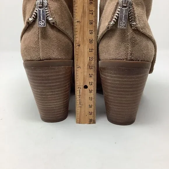 Jessica Simpson Cassley Womens 7.5 Beige Suede Ankle Boots Booties Side Zip Heel - Picture 12 of 16
